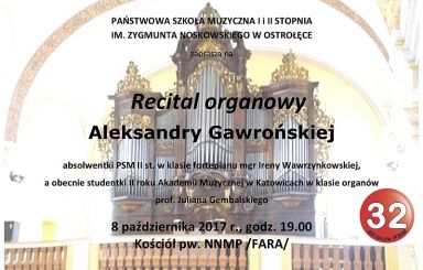 Koncert organowy Aleksandry Gawrońskiej