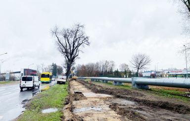 Aleja Wojska Polskiego: trwa budowa ścieżki rowerowej wraz z ciągiem pieszym