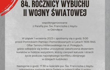Obchody 84. rocznicy wybuchu II wojny światowej