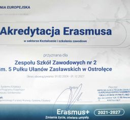 Akredytacja Erasmusa dla Zespół Szkół Zawodowych Nr 2 w Ostrołęce