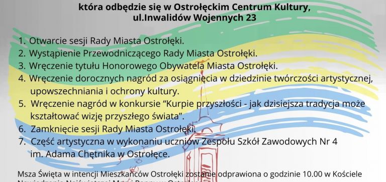 Zapraszamy na Uroczystą Sesję Rady Miasta Ostrołęki